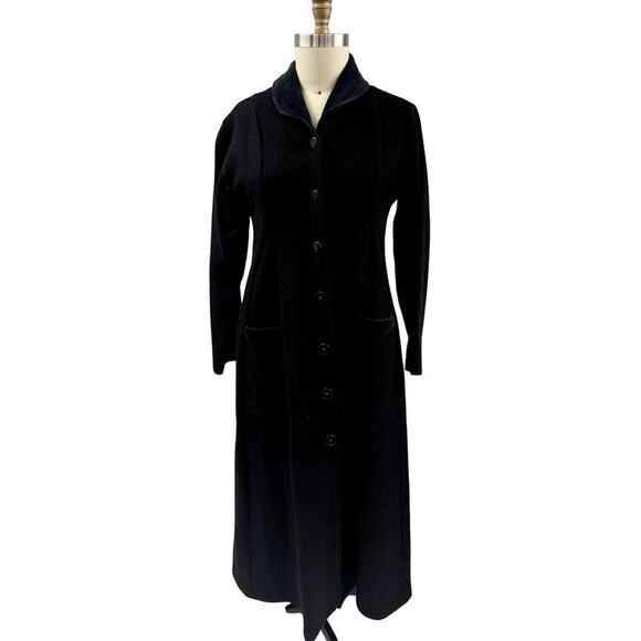 Flax by Jeanne Engelhart 100% Wool Coat Cotton Velour Trim Fully Lined Sz S - Picture 1 of 8